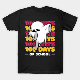 100 Days of school typography featuring a Cute Dabbing ghost #1 T-Shirt